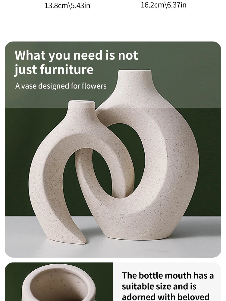 European White Ceramic Vase Set