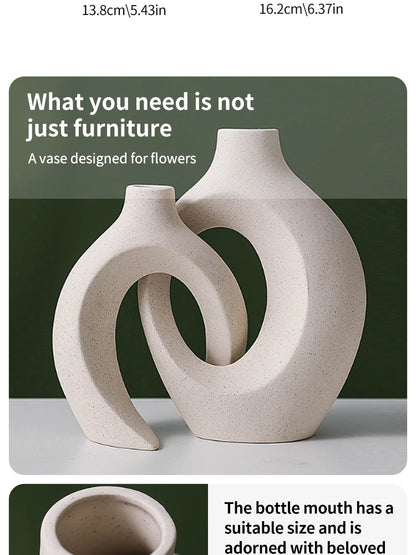 European White Ceramic Vase Set