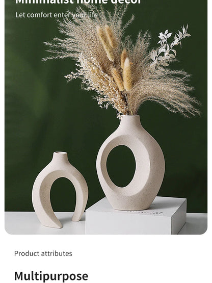 European White Ceramic Vase Set