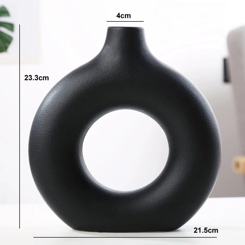 Nordic Circular Hollow Ceramic Vase