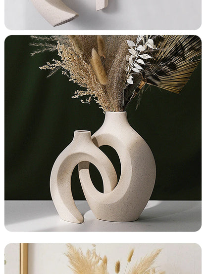 European White Ceramic Vase Set