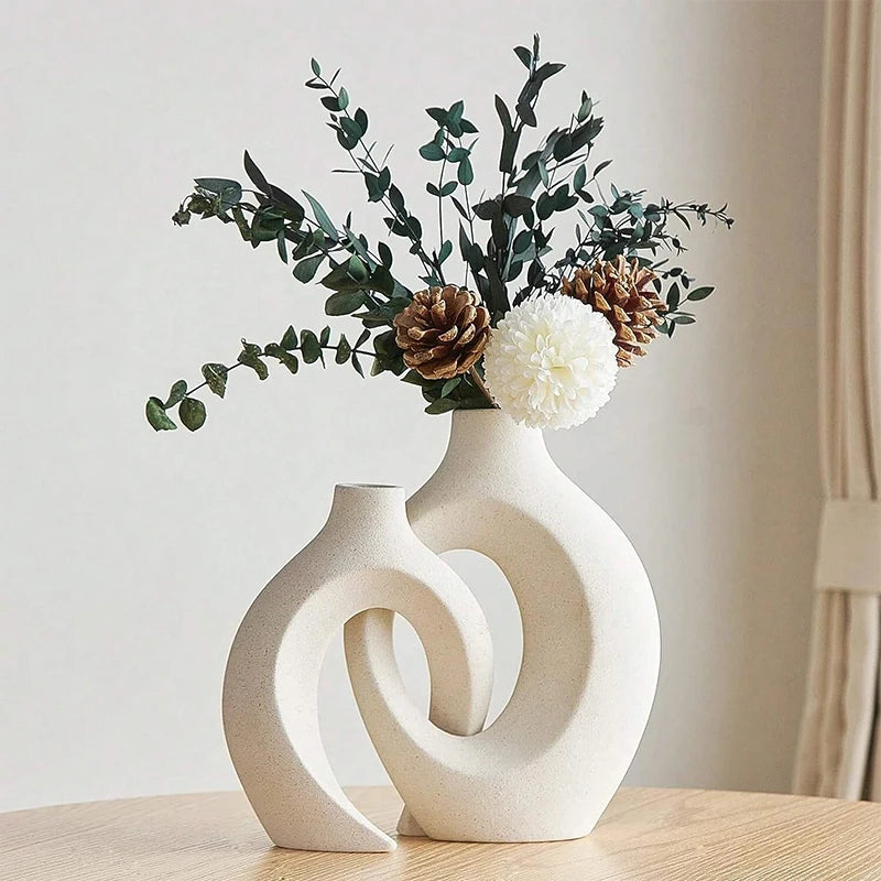 European White Ceramic Vase Set