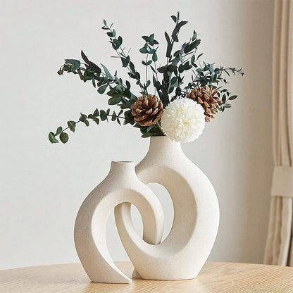 European White Ceramic Vase Set