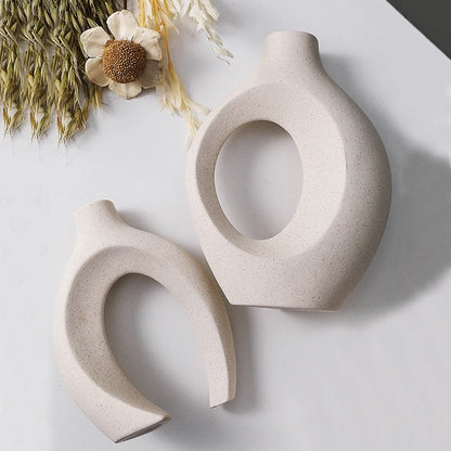 European White Ceramic Vase Set