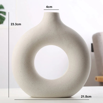 Nordic Circular Hollow Ceramic Vase