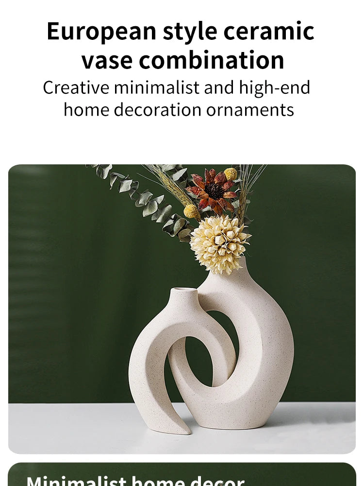 European White Ceramic Vase Set