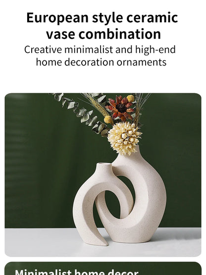 European White Ceramic Vase Set