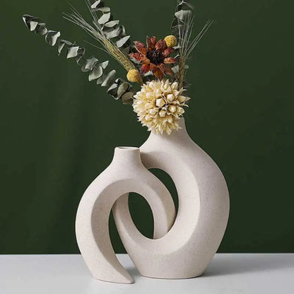 European White Ceramic Vase Set