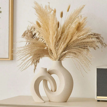 European White Ceramic Vase Set