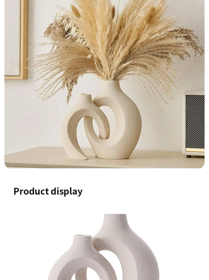 European White Ceramic Vase Set