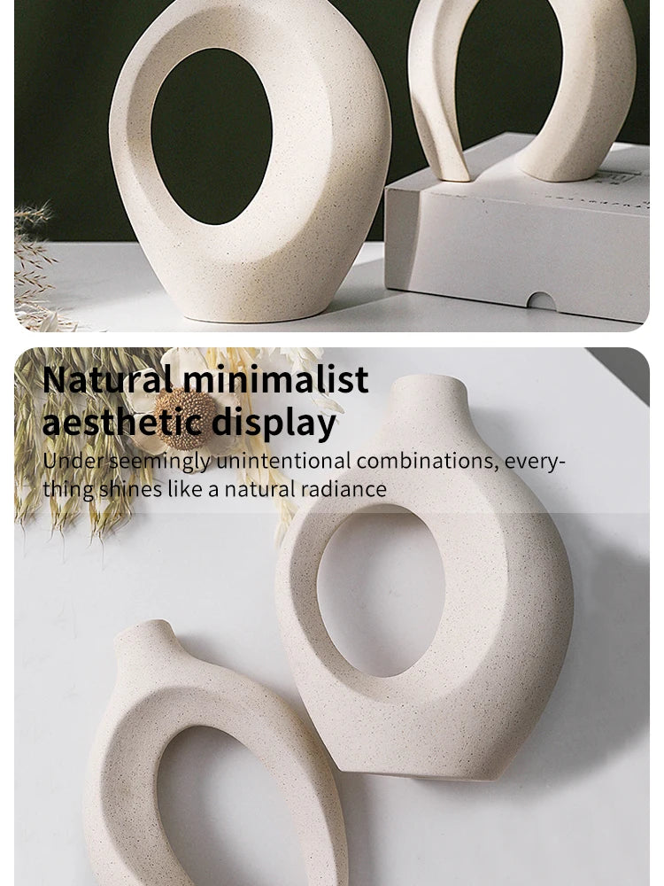 European White Ceramic Vase Set