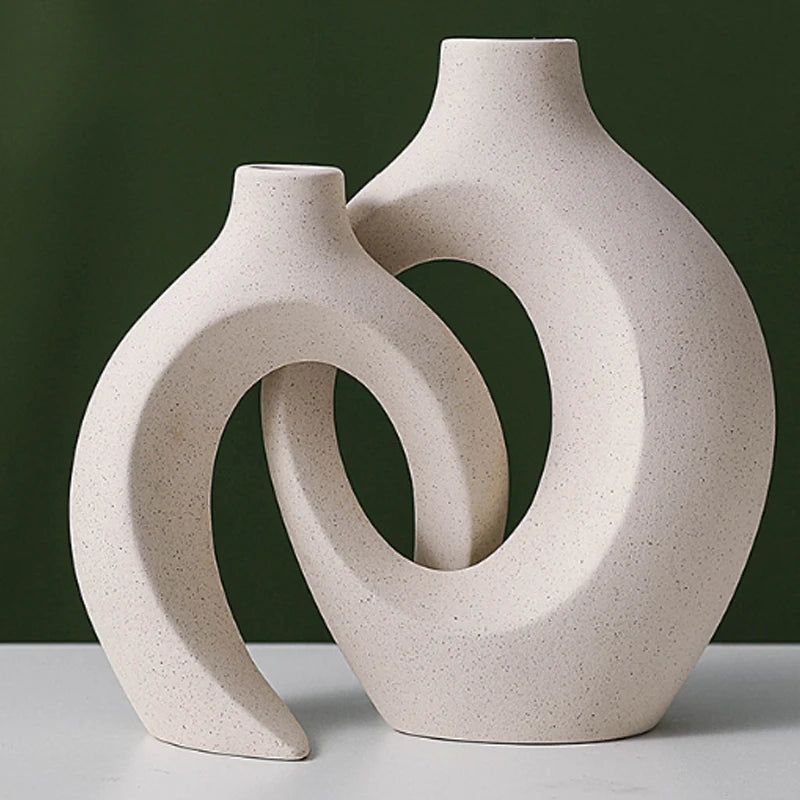 European White Ceramic Vase Set