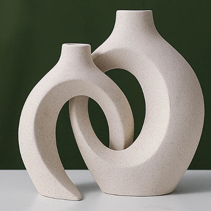 European White Ceramic Vase Set